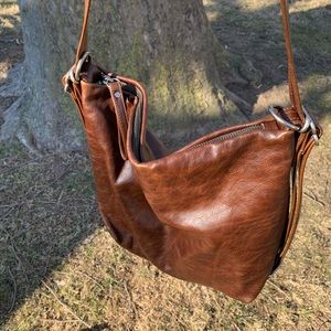 Rough & tumble small cognac hobo